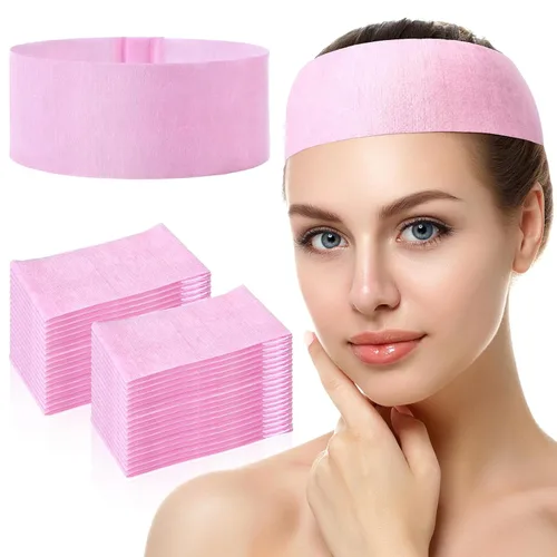 Miniatura 8 de Waydress 140 diademas faciales desechables de spa con cierre cómodo, bandas faciales elásticas, banda suave para el cuidado de la piel para mujeres