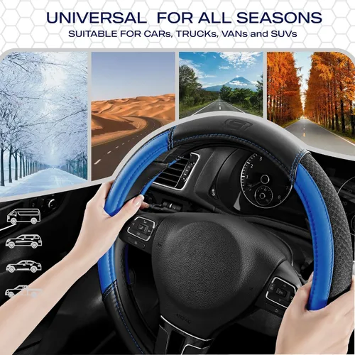 Miniatura 7 de Skechers Funda para Volante Air-Cooled, Funda para Volante de Automóvil de Cuero de Malla Air-Cooled, Ajuste Universal 14" 1/2-15", Protector