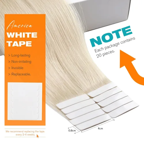 Miniatura 3 de Sunny Hair Extensiones de cabello humano con cinta adhesiva, extensiones de cabello humano rubio platinado coloridas, extensiones de cabello humano
