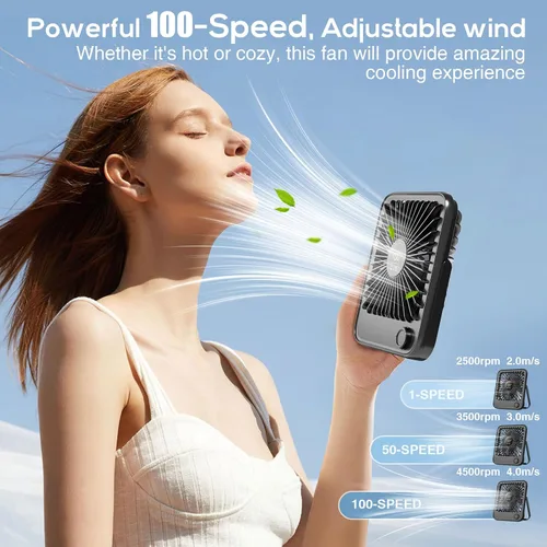 Miniatura 2 de Shintrend Ventilador de viaje portátil recargable, ventilador de escritorio USB con 100 velocidades de viento, ventilador pequeño con pantalla