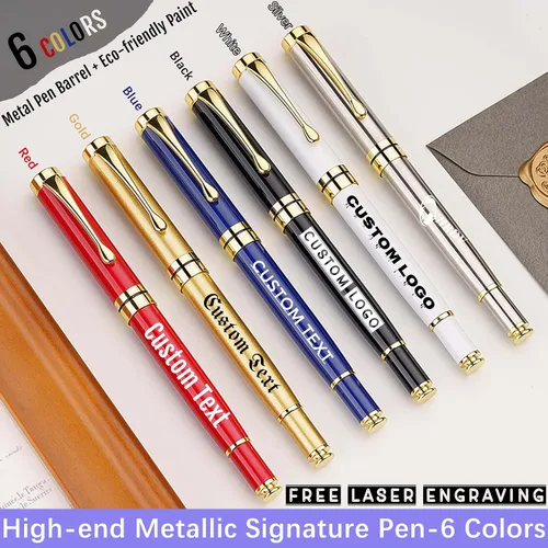 Miniatura 2 de Bolígrafo personalizado de texto/logotipo con 3 repuestos negros, negocios grabados, lujo, ejecutivo profesional, oficina, el mejor juego de regalo