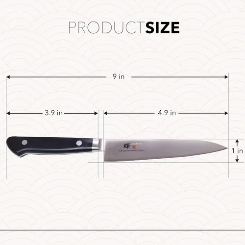 Miniatura 7 de Kagayaki - Cuchillo utilitario de acero inoxidable de alto carbono, 4.724 in (4.7 pulgadas), mango de madera Pakka