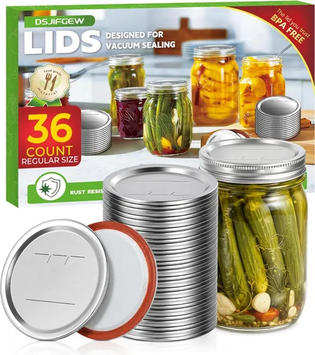 Miniatura 13 de 36 Pack Mason Jar Lids for Wide and Regular Mouth Jars, with Date Reminder Vacuum Seal Lids for Electric Mason Jar Vacuum Sealers