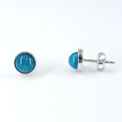 Miniatura 96 de Pendientes naturales de 0.236 in con chapado en oro blanco sobre plata de ley, bisel cabujón de piedras preciosas regalo de joyería para ella