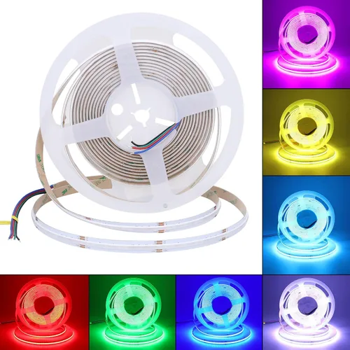 Miniatura 10 de GOMING Tira de luz LED COB RGB de 24 V, 32.8 pies, 576 LEDs/M, flexible, alto brillo, 14 W/M, brillo uniforme IP20, sin impermeable, cinta de luces