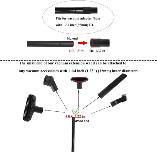 Miniatura 3 de Varita de extensión de vacío de 1.25 pulgadas y 1.260 in, tubo de plástico de 1 1/4 pulgadas para tubos de repuesto para aspiradora, se extienden