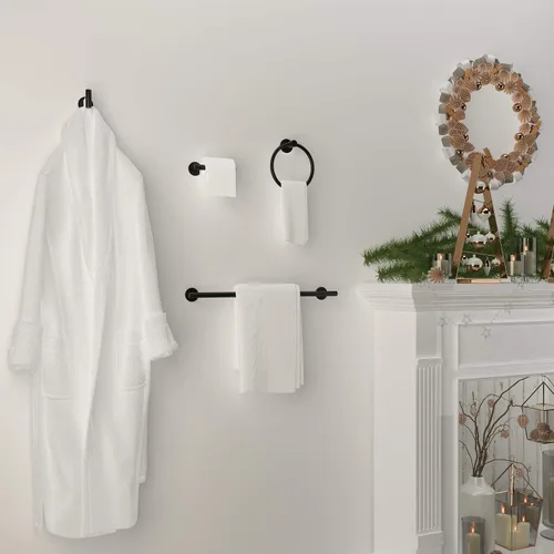 Miniatura 7 de Marmolux Acc - Juego de 4 piezas de accesorios de baño negro mate - Juego de toalleros, toallero y accesorios montados en la pared - Accesorios