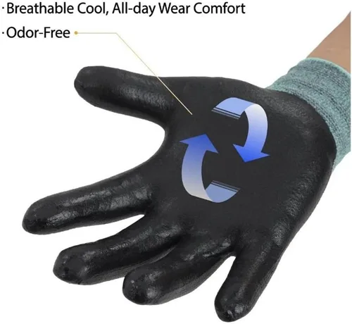 Miniatura 3 de 3M KOR - Guantes ligeros con revestimiento de espuma de nitrilo lavables, tacto inteligente, 10 pares, talla M, color gris