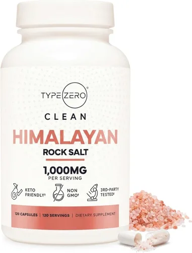 Type Zero Cápsulas de sal de roca del Himalaya (120 cápsulas) (1000 mg por porción)