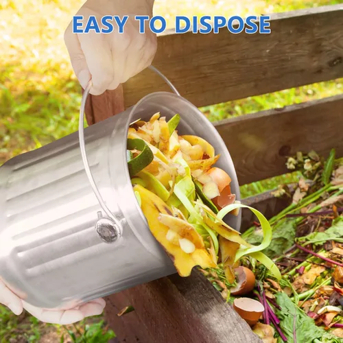 Miniatura 5 de ENLOY Cubo de abono para encimera de cocina, cubo de abono interior de acero inoxidable de 1.3 galones para encimera de cocina, cubo de compost