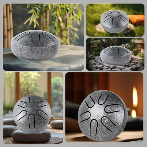 Miniatura 8 de Yahpetes Tambor de lengua de acero, instrumento de percusión musical, tambor de lluvia de metal para exterior, 3 pulgadas, 6 notas, Clave C