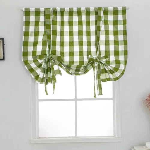 Miniatura 11 de vctops Cortinas entramadas de Navidad en negro y blanco estilo búfalo con función de amarras, estilo granja, térmicas, aislantes, para ventanas
