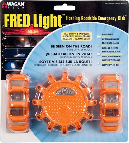 Miniatura 2 de WAGAN Fred Disco de luces LED parpadeantes para emergencia en carretera, paquete de de 3, Rojo