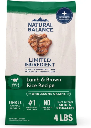 Miniatura 12 de Natural Balance Alimento seco para perros adultos de ingredientes limitados con granos saludables, receta de cordero y arroz integral, 12 libras
