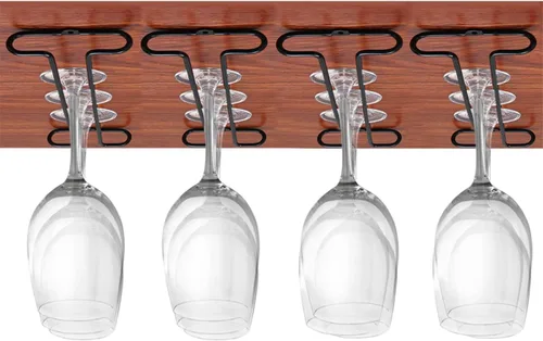 Miniatura 11 de GeLive Juego de 4 soportes para copas de gabinete de 10 pulgadas bajo estante, soporte colgante para copas de vino, organizador de almacenamiento