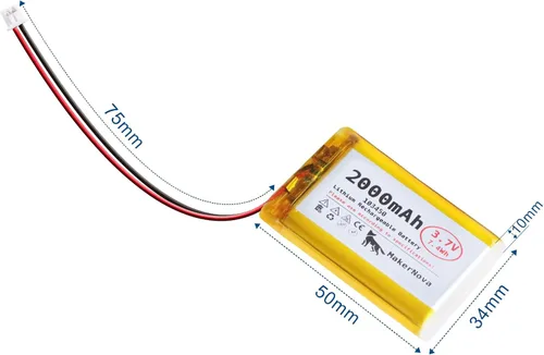 Miniatura 2 de Batería LiPo de 3.7V 103450 2000mAh, recargable 1S 3C, conector Micro JST 1.25, placa de protección dual, paquete de 4