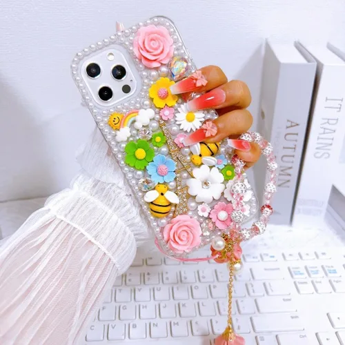 Miniatura 9 de Funda para Samsung Galaxy S22 Ultra Bling con purpurina, diamantes de imitación de cristal de lujo con diamantes de imitación de abeja linda torre