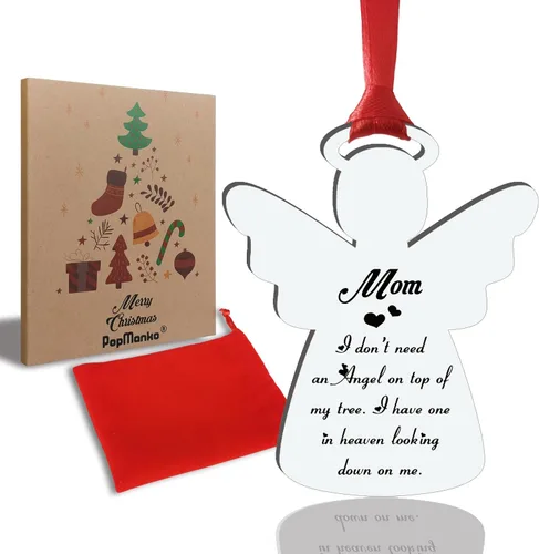 Miniatura 10 de Adorno conmemorativo de Navidad transparente, bola de plumas, Tengo un ángel en el cielo, adorno conmemorativo para papá, adorno conmemorativo
