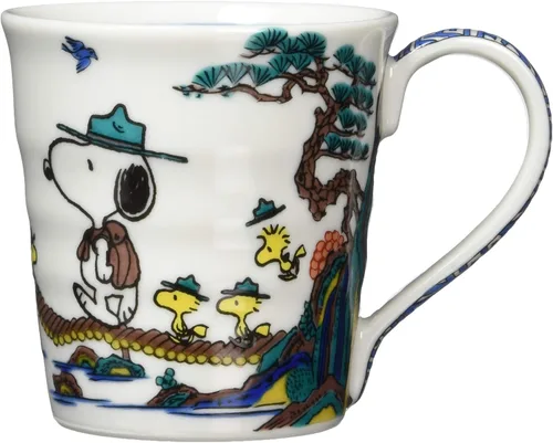 Miniatura 4 de Yamaka Shoten SN363-11 Peanuts Snoopy Kutani Ware - Taza con patrón de adoquines, vajilla, productos Snoopy Goods, fabricada en Japón