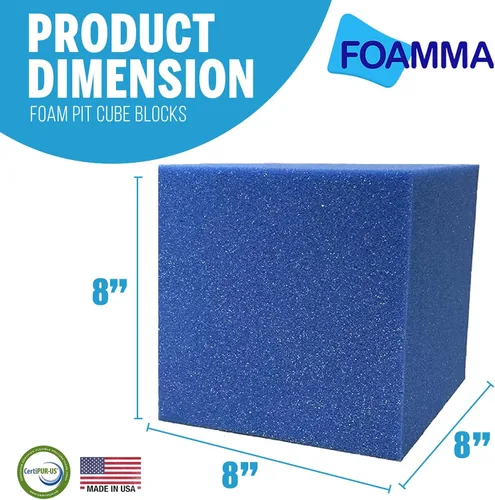 Miniatura 2 de Foamma Blue Foam Pit Cubes/bloques de 8 x 8 x 8 pulgadas, paquete de 10 unidades para gimnasia, freerunning y cursos de parkour, parques