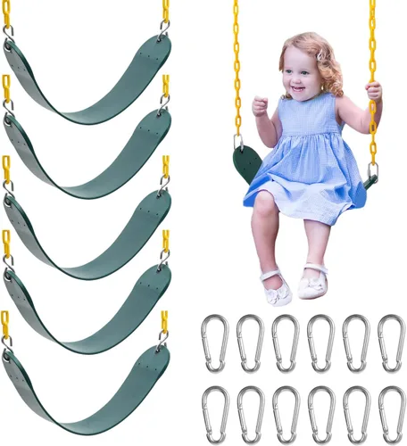 Miniatura 22 de Sunnyglade Juego de 2 columpios resistentes con cadena de 66 pulgadas, accesorios de repuesto con ganchos a presión, soporta 250 libras (2, verde)