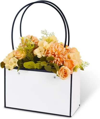 Miniatura 7 de BEISHIDA Bolsas de regalo de múltiples flores para ramos, 4 cajas rectangulares para ramo de flores con asa para embalaje de ramos, envoltura