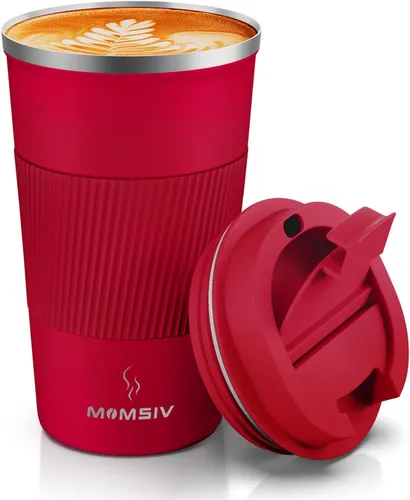 Miniatura 18 de MOMSIV Taza de viaje de 17 onzas, taza de café aislada con tapa a prueba de fugas, vaso reutilizable de doble pared de acero inoxidable al vacío