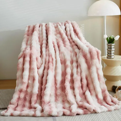 Miniatura 21 de GKXLH Manta suave y esponjosa, manta mullida para sofá, manta de felpa de piel sintética de conejo, mantas bonitas y acogedoras para mujeres, mantas