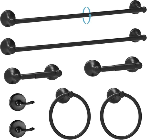 Miniatura 13 de Newfun Juego de 8 accesorios de baño de níquel cepillado para baño, juego de accesorios de baño, 2 toalleros de 24 pulgadas para baño, 2 soportes