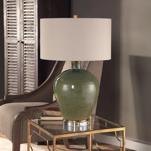 Miniatura 7 de Uttermost Elva Lámpara de mesa de cerámica esmaltada verde esmeralda
