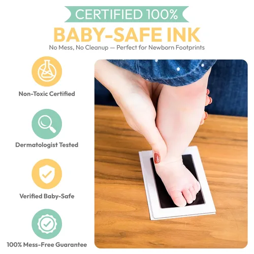 Miniatura 3 de Gran almohadilla de tinta Clean Touch sin tinta para huellas de bebé – Sello de mano y pie sin tinta para bebés – Seguro para bebés, no toca la piel