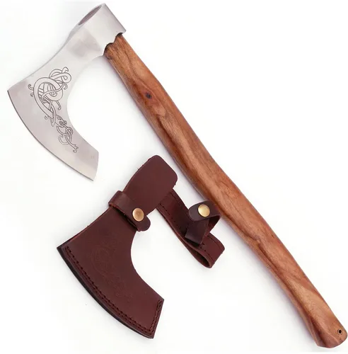 Miniatura 10 de Armory Replicas™ Dragon Slayer - Hacha de batalla vikinga – Hacha de decapitación de acero al carbono de 23 pulgadas con diseño de nudo, opciones