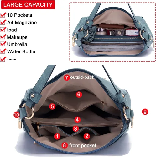 Miniatura 5 de Bolsos cruzados grandes para mujer, bolso de hombro para mujer, bolso y cartera para mujer, bolsos Hobo