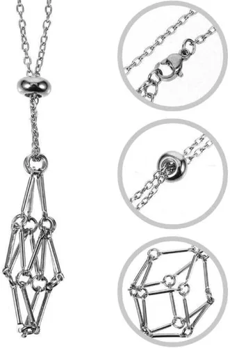 Miniatura 3 de Collar con soporte de piedra de cristal, collar de soporte de cristal hecho a mano, collar de jaula de cristal ajustable, collar de jaula de cristal