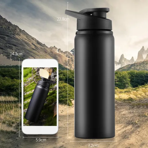 Miniatura 6 de Botella de agua deportiva de 24 onzas, botella de agua de metal de acero inoxidable para hombres, mujeres y niños, a prueba de fugas, botella