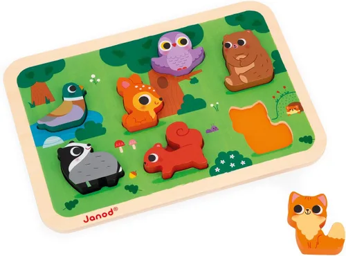 Miniatura 11 de Janod - Rompecabezas grueso de dinosaurio de 7 piezas - Tiempo de juego para niños pequeños - Mejora las habilidades motoras - Diseño de madera