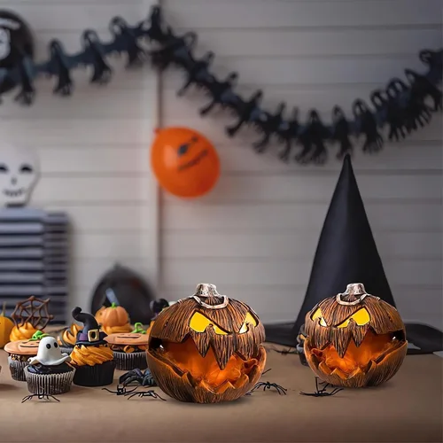 Miniatura 4 de Iluminación de calabaza de calabaza de Halloween – Decoración de calabaza de Halloween 2023, decoración de calabaza de Halloween con boca abierta