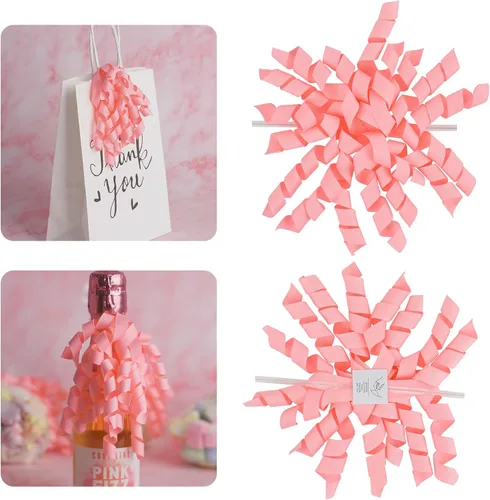 AIMUDI Lazos Rosa Bebé para Envolver Regalos Lazos Burst de 4" Lazos de Cinta Rizada Autoadhesivos Lazos de Cinta Grosgrain con Amarre Torcido para