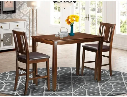 Miniatura 2 de East West Furniture YABU3-MAH-LC - Juego de pub de 3 piezas de altura de mostrador para espacios pequeños que contiene una mesa de comedor