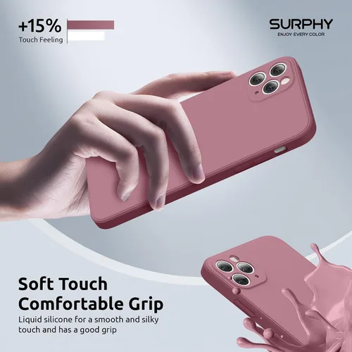 Miniatura 5 de SURPHY Funda con diseño para iPhone 11 Pro Max con protección para cámara, diseño de borde recto, silicona líquida delgada, color morado lila Lila