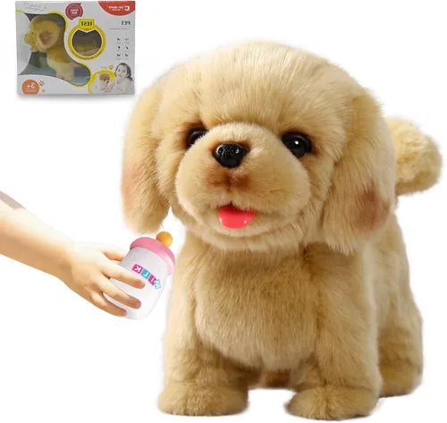 Miniatura 13 de Juguete de perro de peluche electrónico caminante de Pomeranian, cachorro realista interactivo robot mascota perro, caminando, ladrando, moviendo
