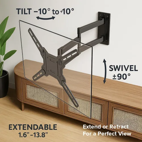 Miniatura 4 de Aeons Soporte de pared para TV de movimiento completo para la mayoría de televisores de 13 a 42 pulgadas con giratorio, inclinación, extensión