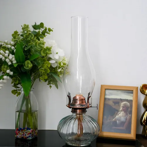 Miniatura 7 de Lámpara de aceite para chimenea, base de 3 pulgadas por 10 pulgadas de altura, pantalla de lámpara de queroseno, lámpara alta para huracán, chimenea