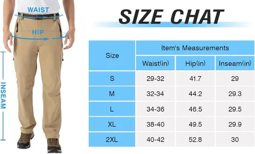 Miniatura 6 de TBMPOY Pantalones de senderismo y montaña, ligeros, impermeables, con cinturón, secado rápido, para hombres
