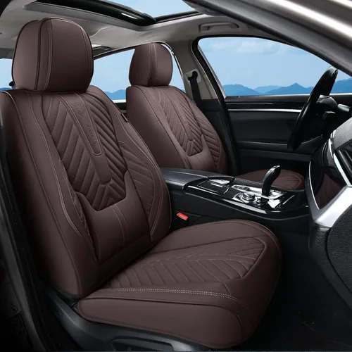Miniatura 16 de Coverado Fundas de asiento de automóvil, juego completo de fundas de asiento de cuero sintético, fundas protectoras de asiento de lujo, ajuste Rojo