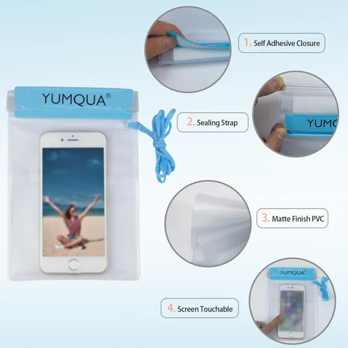 Miniatura 4 de YUMQUA Bolsa impermeable transparente, bolsa impermeable para documentos, soporte para pasaporte, funda hermética para mapas, bolsa impermeable a