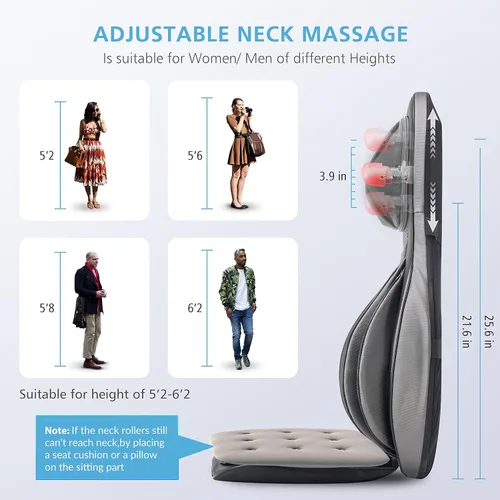 Miniatura 3 de COMFIER Shiatsu - Masajeador de cuello y espalda con calor, masajeador de espalda para aliviar el dolor de tejido profundo, almohadilla de masaje