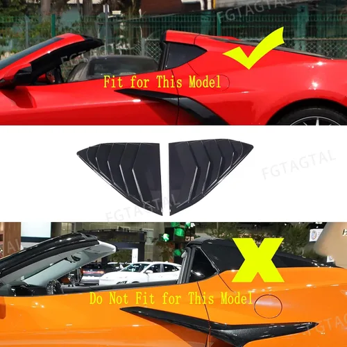 Miniatura 5 de Cubierta de persiana lateral trasera compatible con Chevrolet Corvette C8 2020-2025, cubierta de ribete de persianas de ventana trasera, accesorios