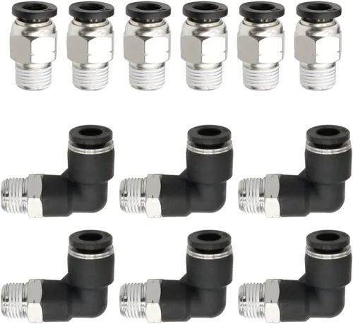 12 conectores rectos de liberación a presión, empuje para conectar tubos de montaje de tubo, accesorios de conexión de tubo de 1/8 pulgadas, rosca