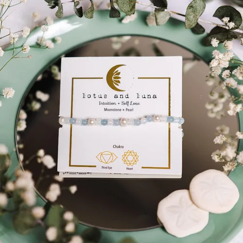 Miniatura 2 de Lotus and Luna Pulsera curativa de chakras energéticos de 0.157 in con piedras reales, jade, perla, cuarzo rosa, amatista, piedra lunar